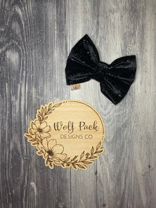 Black Glitter Velvet Bow tie
